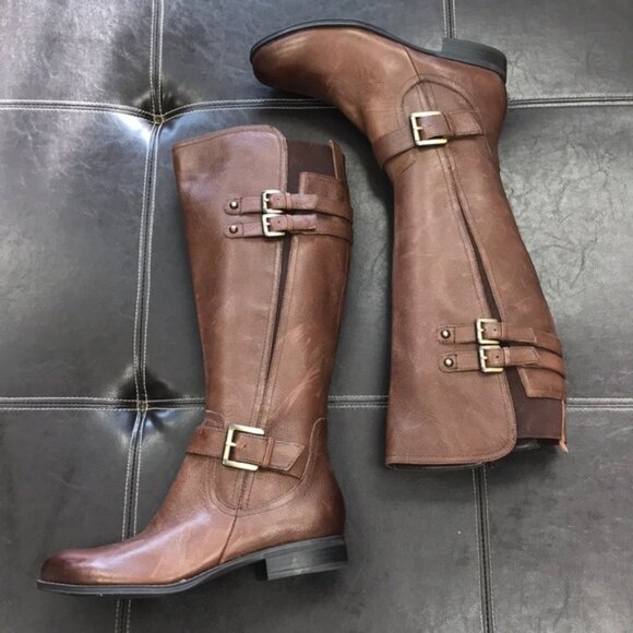 Naturalizer Chestnut Moto Boots with Buckle Detail - Picture 7 of 9